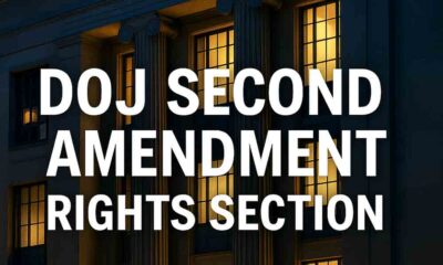Digital illustration of the DOJ Second Amendment Rights Section spotlighted as a federal civil-rights focus.