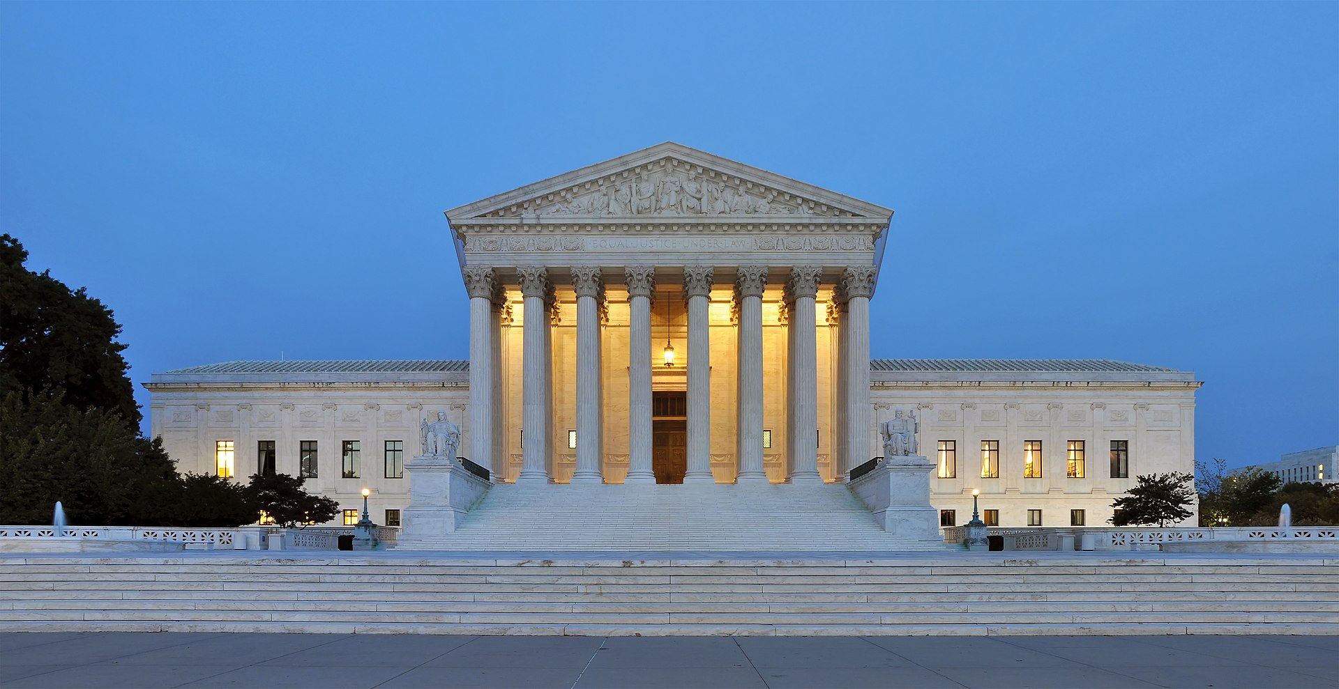 US Supreme Court Second Amendment News - Freedom's Lodge U.S. Supreme Court building at dusk, where Second Amendment news this week awaits Wolford and Hemani rulings
