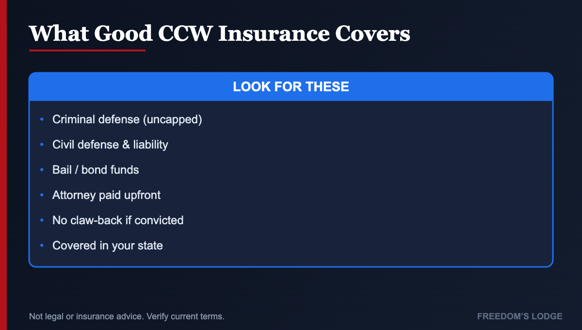 What good CCW insurance covers