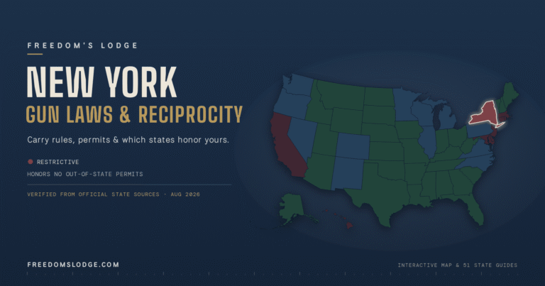 New York gun laws and concealed carry reciprocity map, verified August 2026 — Freedom’s Lodge
