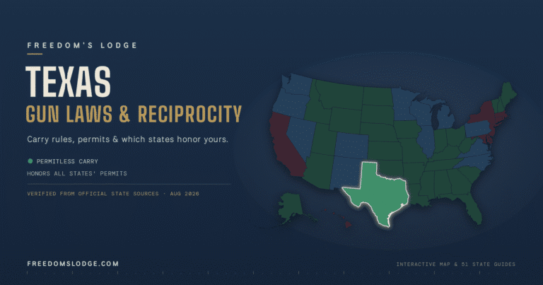 Texas gun laws and concealed carry reciprocity map, verified August 2026 — Freedom’s Lodge