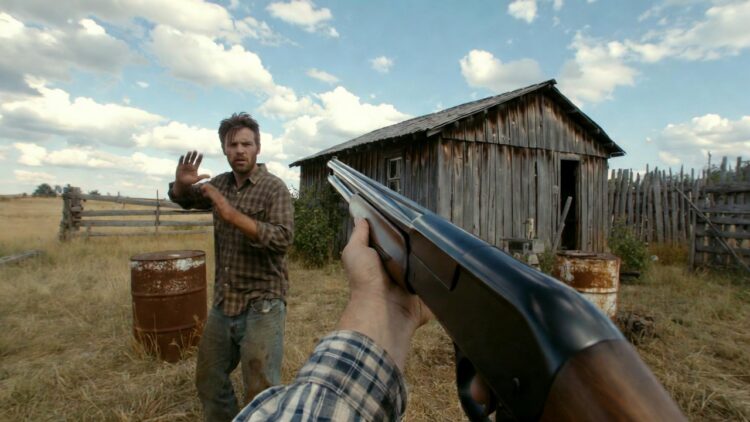Trespasser being worn with a shotgun - Freedom’s Lodge Homeowner holding a shotgun while confronting a trespasser